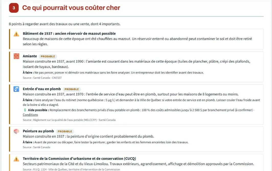 Ce qui pourrait vous coûter cher : réservoir de mazout, amiante, plomb, patrimoine