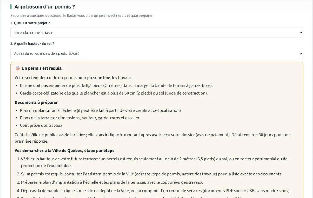 Ai-je besoin d'un permis ? Le projet choisi, la réponse, les documents et les démarches