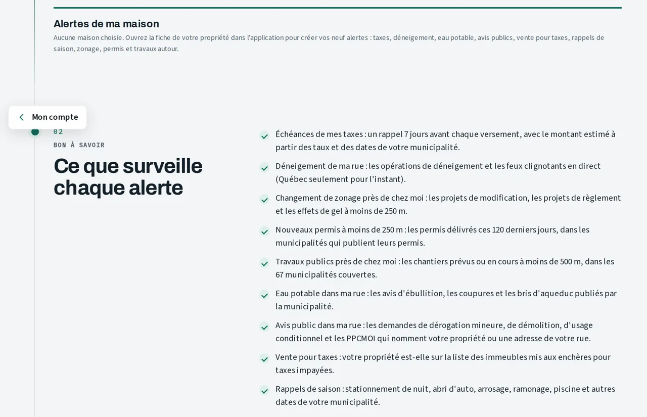 Mes alertes : ce que surveille chaque alerte